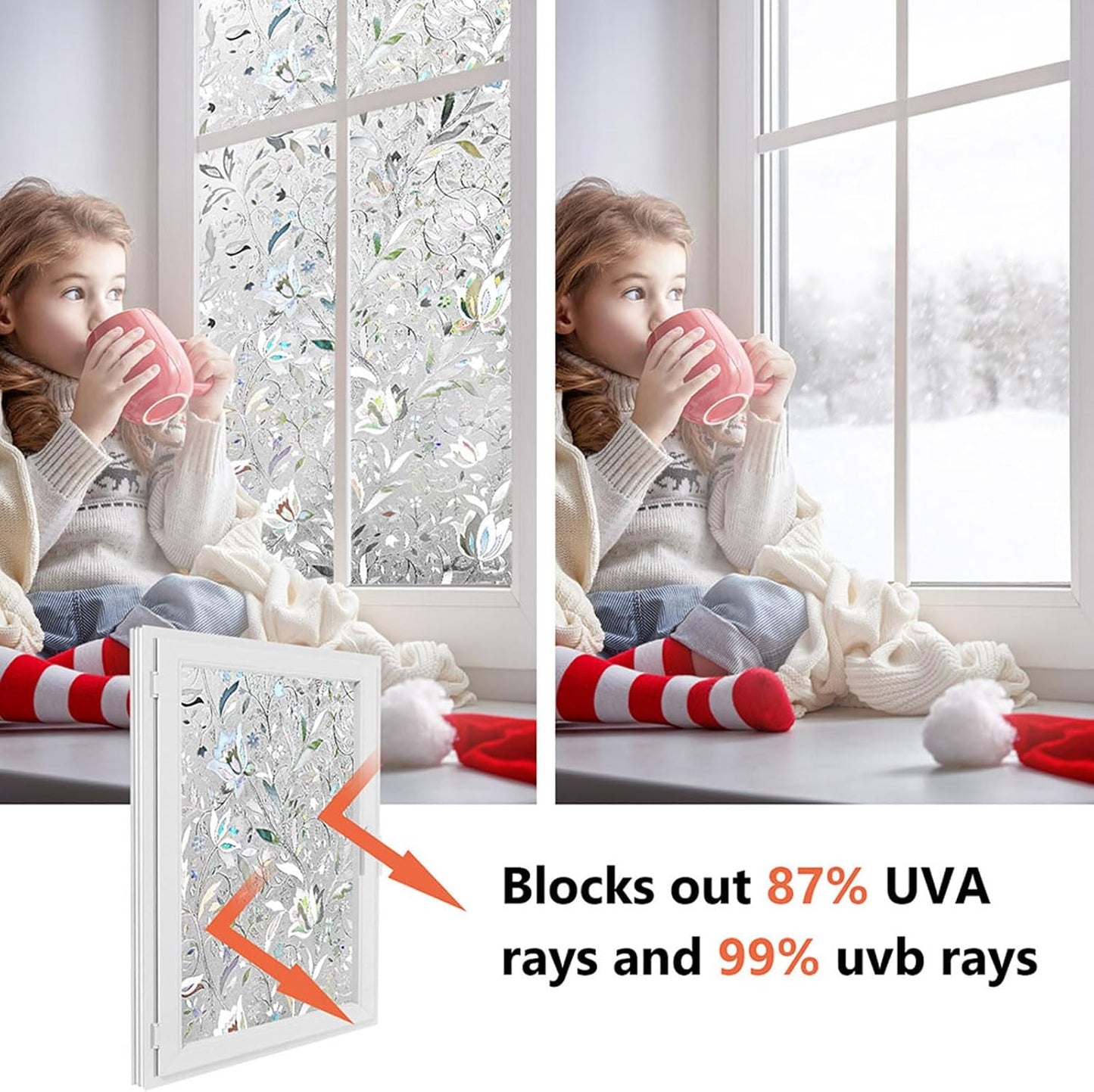 Kromapolis Window Film - Privacy Frosted Glass Covering, Static Clings, Non-Adhesive, No-Glue (23.6 x 157.4 inch)