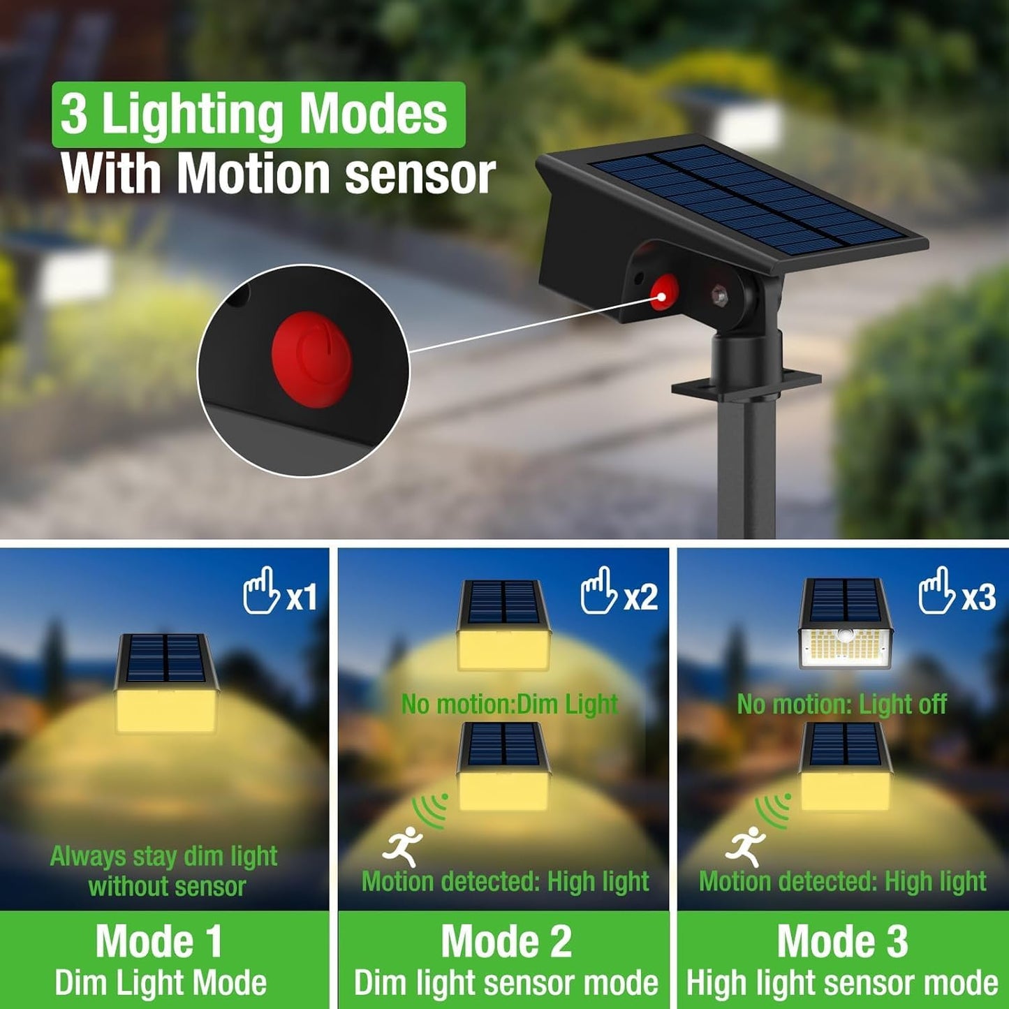 nipify Solar Spot Light, 6 Pack/62 LED, Motion Sensor, Warm White, Waterproof, for Outdoor Yard Pathway
