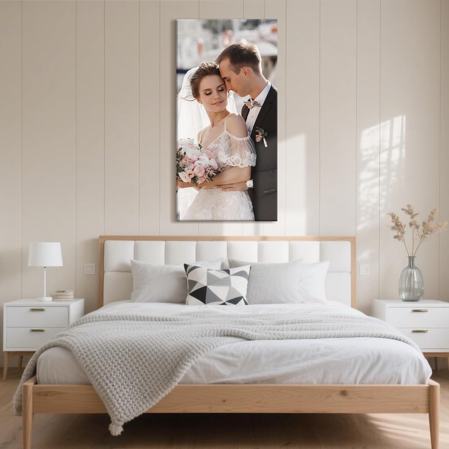 Personalized Custom Canvas Prints with Your Photos & Text, Customized Picture Print, Transform Own Images Into Framed Wall Art Digitally Printed Photo to Canvas, Keepsakes Gifts for Family 8x16’’