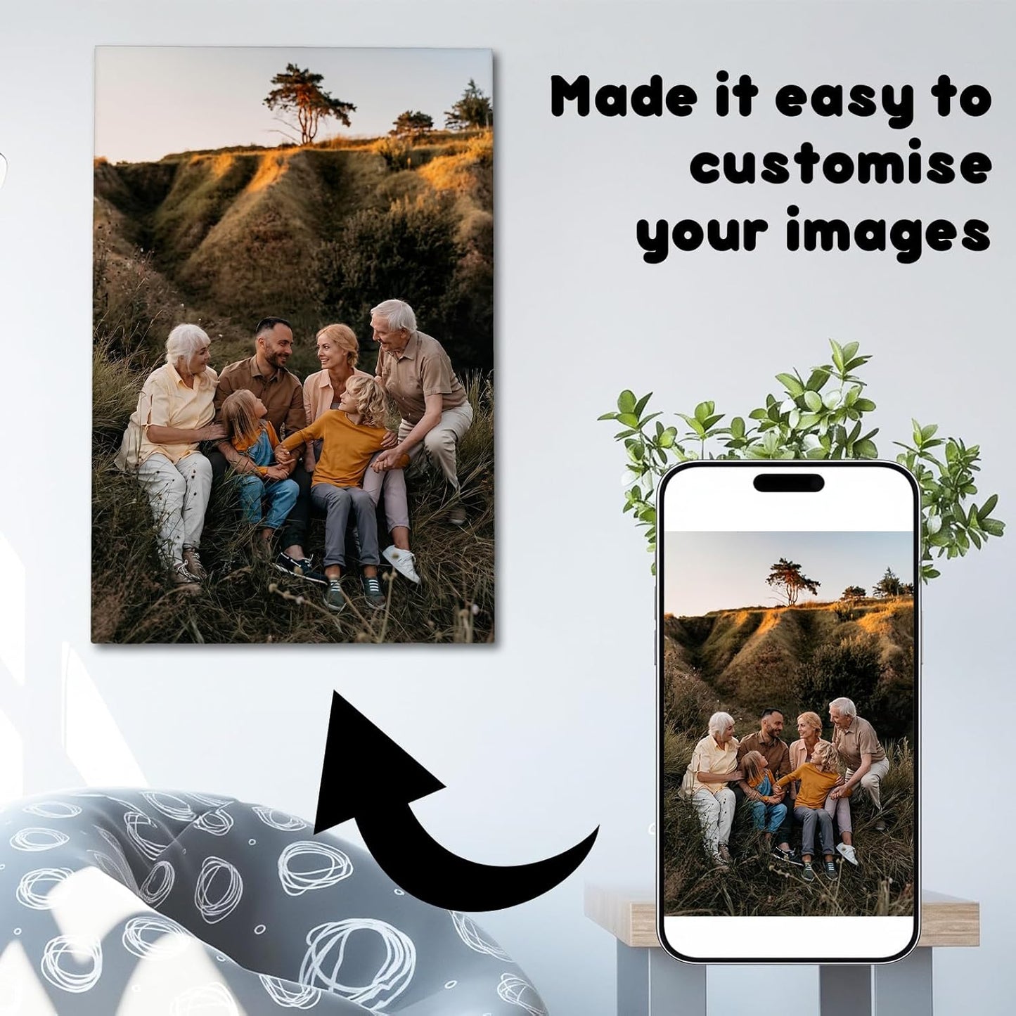 Canvas Prints With Your Photos, Custom Poster On Canvas Customized Canvas Prints with Your Photos Gift for Living Room, Bedroom, Friend，Lover, Wedding Pet Baby Family Photo Framed Wall Art 16×24