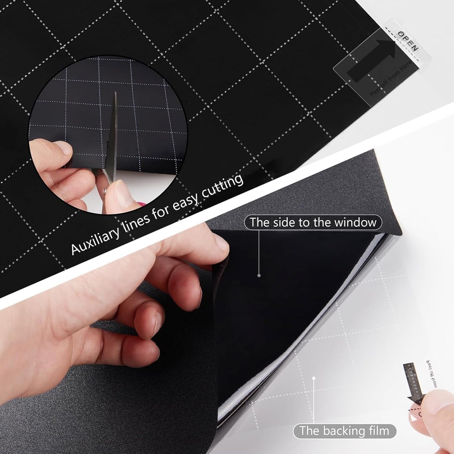 Kromapolis Blackout Window Privacy Film Total Light Blocking Room Darkening Window Covering, Removable Static Cling Frosted Glass Tint, Non-Adhesive, Black 17.5'' x 157.4''