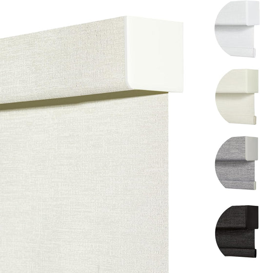 Persilux Blackout Shades for Windows Cordless Roller Blinds, Roller Windows Shades for Home with Fabric Attached Valance, UV Protections Easy Installation for Door/Office, Limestone(59.5" W x 96" H)