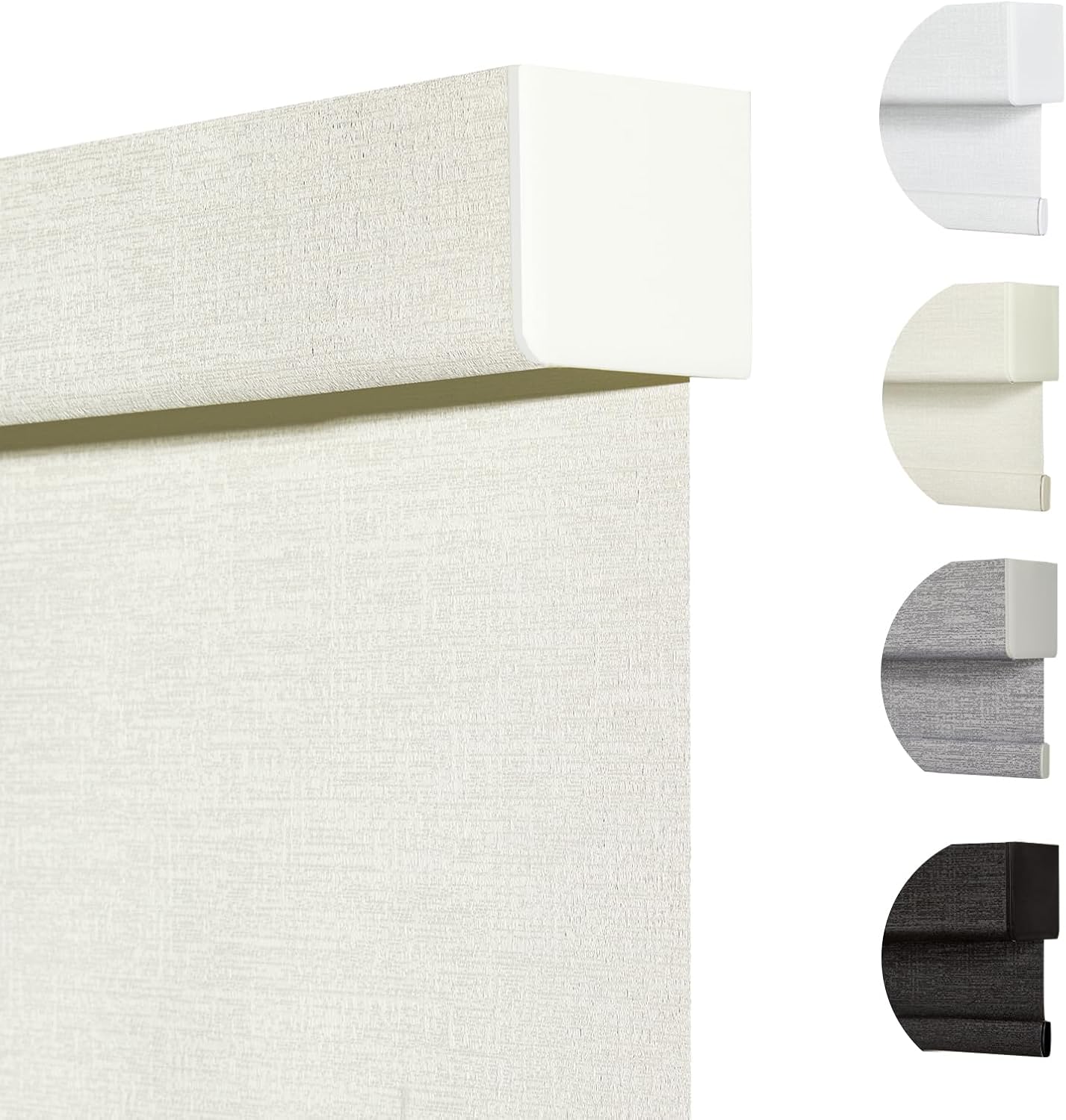 Persilux Blackout Shades for Windows Cordless Roller Blinds, Roller Windows Shades for Home with Fabric Attached Valance, UV Protections Easy Installation for Door/Office, Limestone(44.5" W x 56" H)