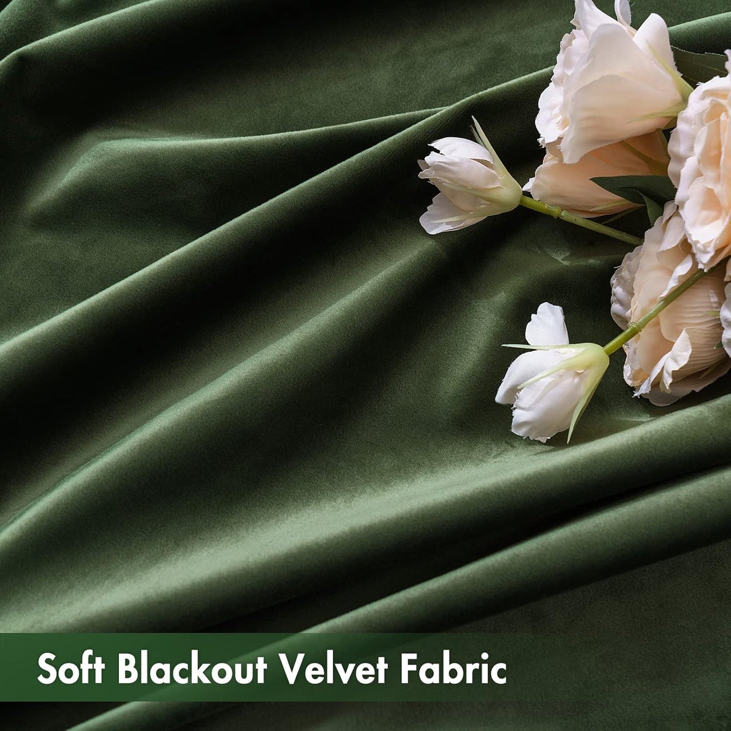 MIULEE Olive Green Velvet Curtains Thermal Insulated Blackout Curtain Drapes for Bedroom Living Room Darkening 90 Inches Long Curtains Panels Rod Pocket Set of 2