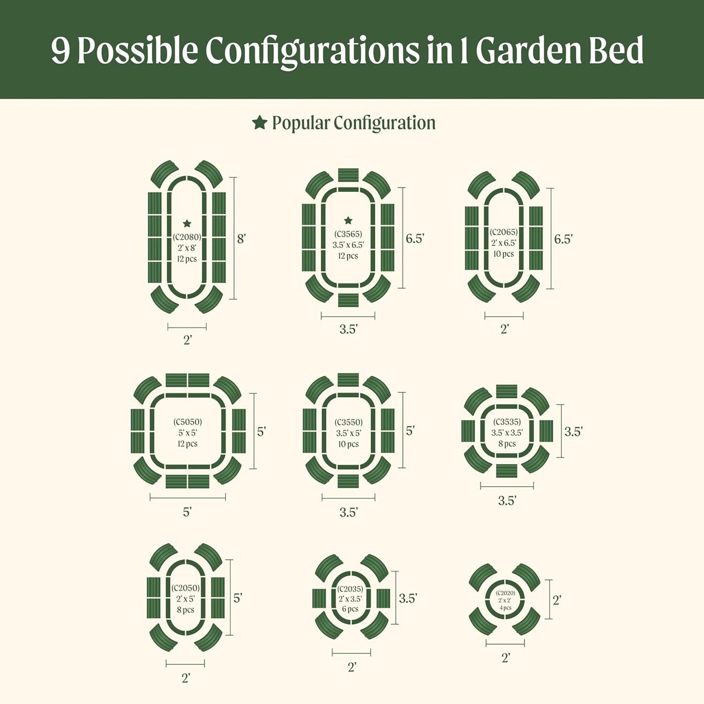 Vego garden 32" Extra Tall Raised Garden Bed Kits, 9 in 1 Modular Raised Planter Box for Vegetables Flowers Fruits Oval Metal Raised Garden-Modern Gray
