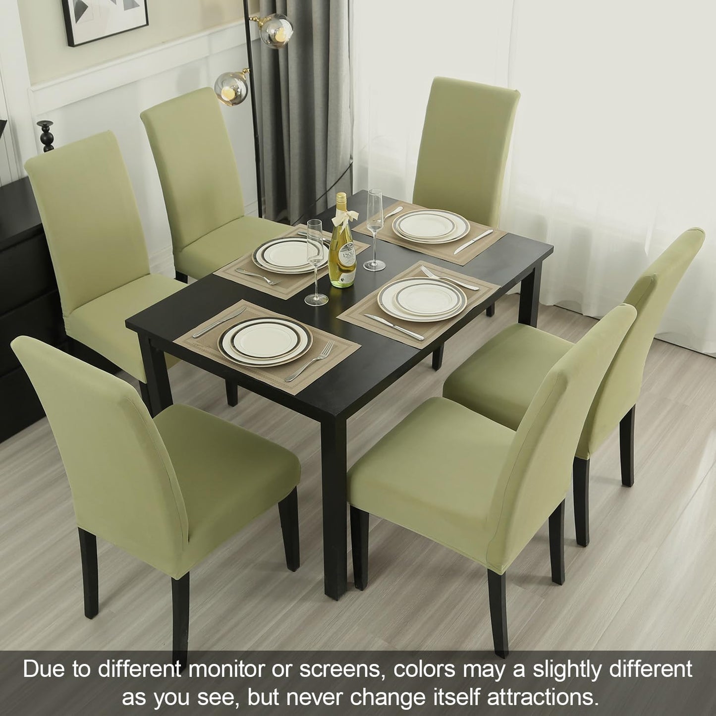 JQinHome Sage Green Chair Covers for Dining Room Set of 8, High Stretch Removable Washable Parsons Chair Slipcover for Home Party Hotel Wedding Ceremony (8PCS, Sage Green)