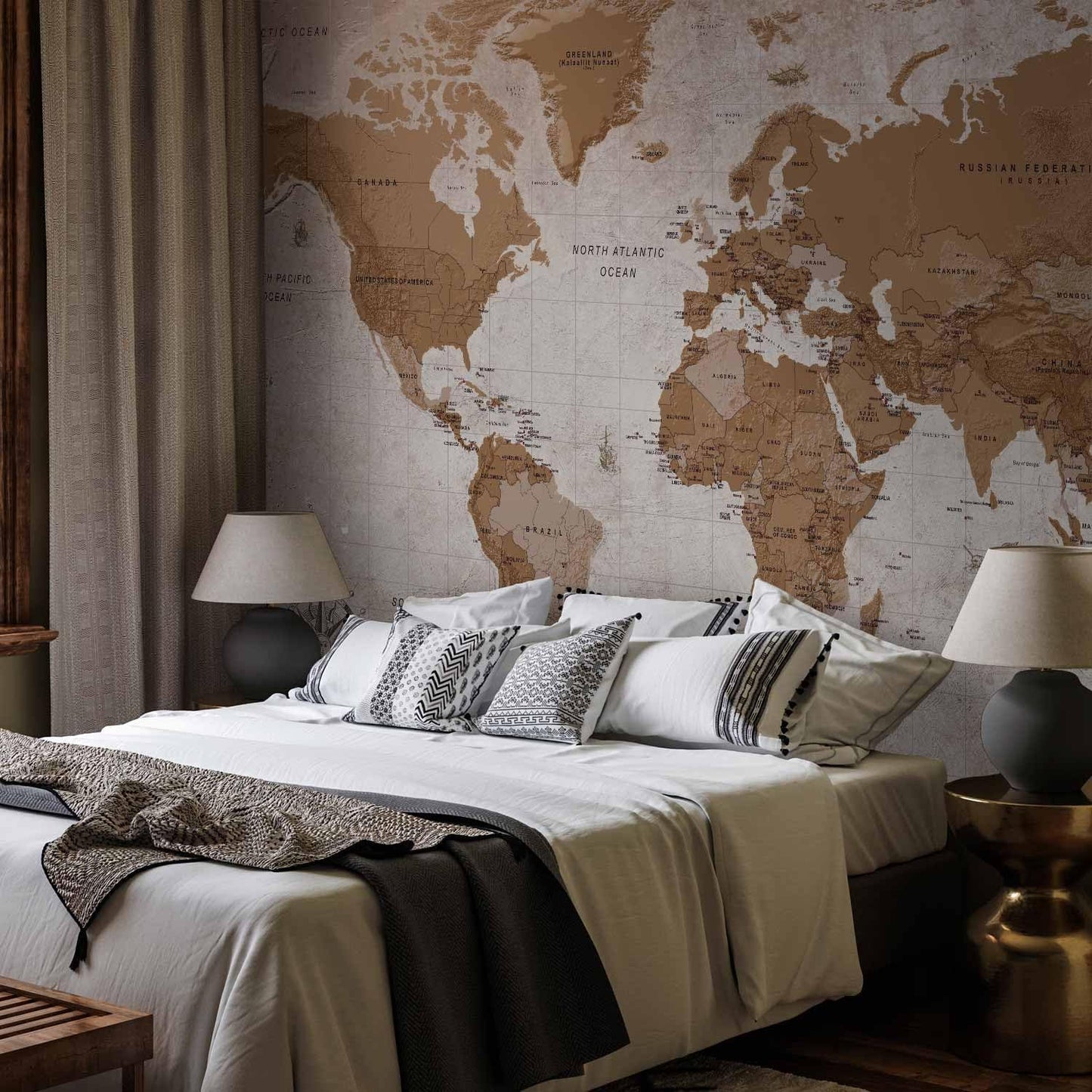 artgeist Wall Mural World Map 193x138 in - XXL Peel and Stick Self-Adhesive Wallpaper Removable Large Sticker Foil Wall Decor Print Picture Image Design Map of The World k-A-0108-a-a