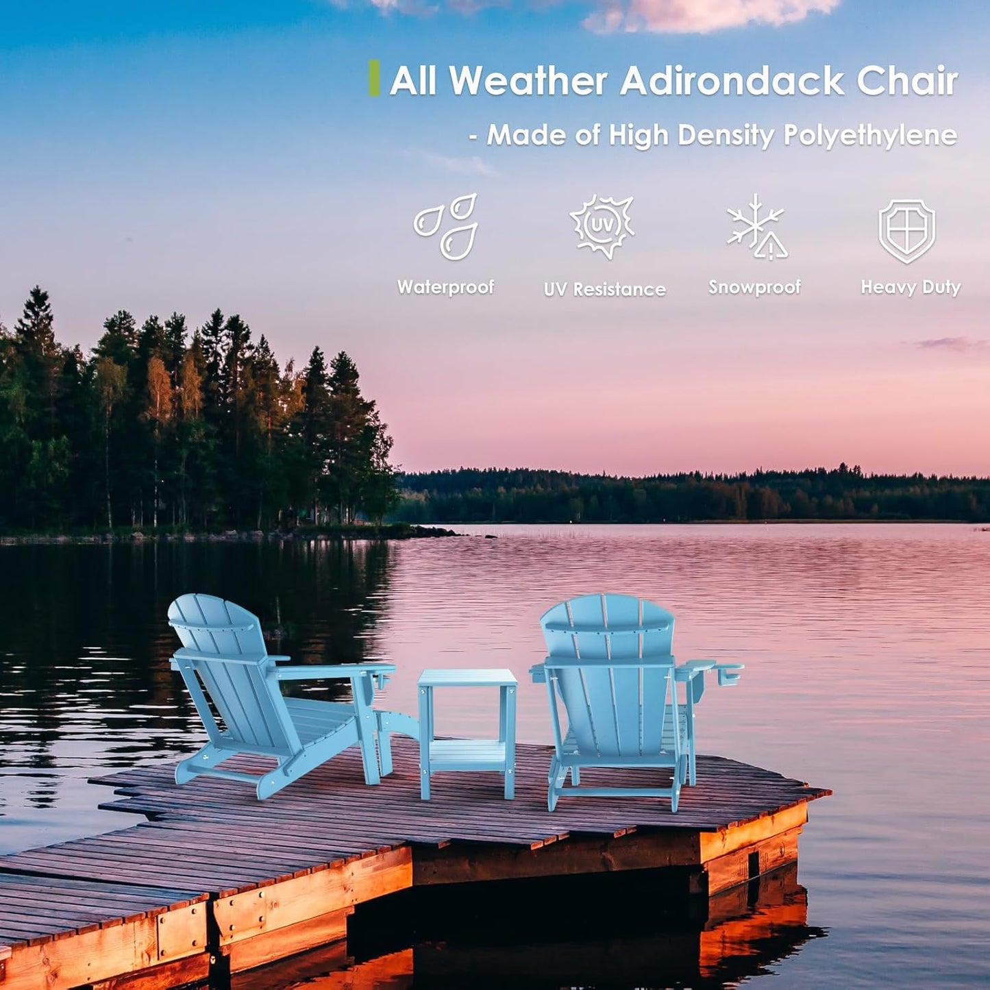 GREENVINES Adirondack-Ottoman | Set of 2 | HDPE Plastic | Outdoor Footrest | All Weather | Foot Rest | Foot Stool | Arctic | for Adirondack Chair | for Patio Backyard Pool