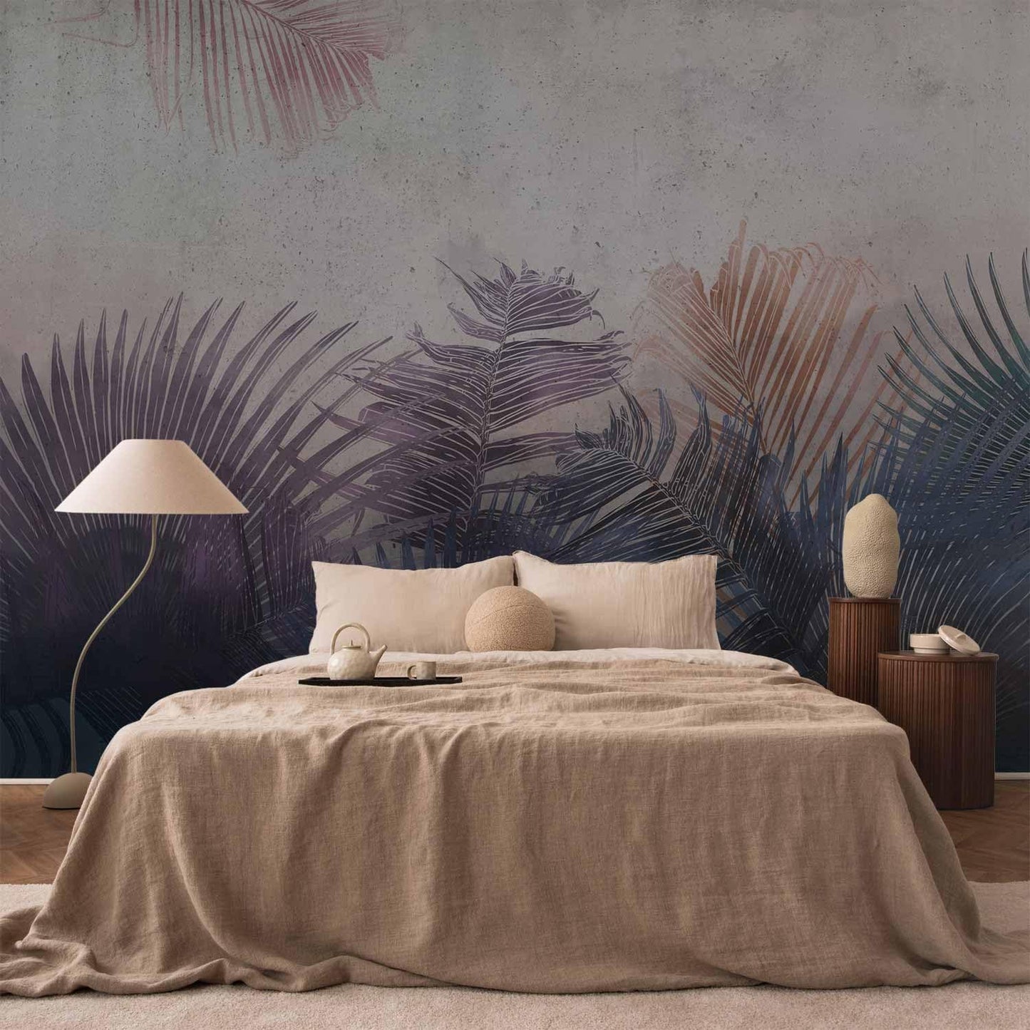 artgeist Wall Mural Jungle 154x110 in - XXL Peel and Stick Self-Adhesive Wallpaper Removable Large Sticker Foil Wall Decor Print Picture Image Design Leaves Botanical Nature Purple Grey b-A-0827-a-a