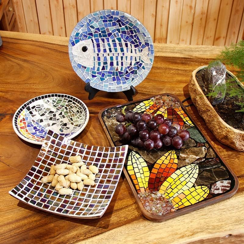 1.1 LB Irregular Crystal Mosaic Tiles,Small Particle Color Decal Crystal Glass Tile DIY Hobbies Children Handmade Crystal Craft for DIY Handmade Decorative Materials (Sky Blue Series)