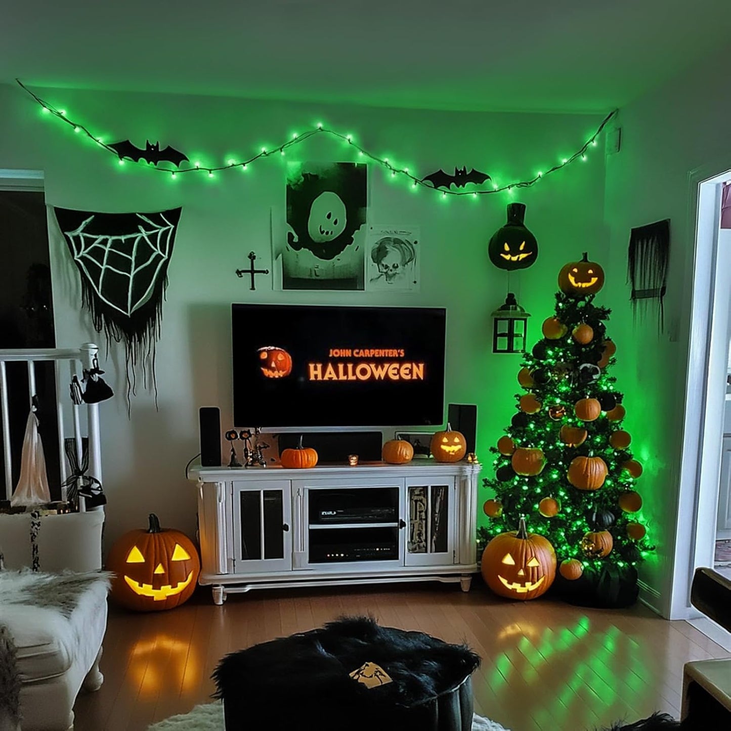 JMEXSUSS 200 LED Halloween Lights Outdoor, 66ft Connectable Green String Lights Plug in, 8 Modes Waterproof Green Christmas Lights for Outside, Indoor, Yard, St Patrick's Day, Xmas, Halloween Decor