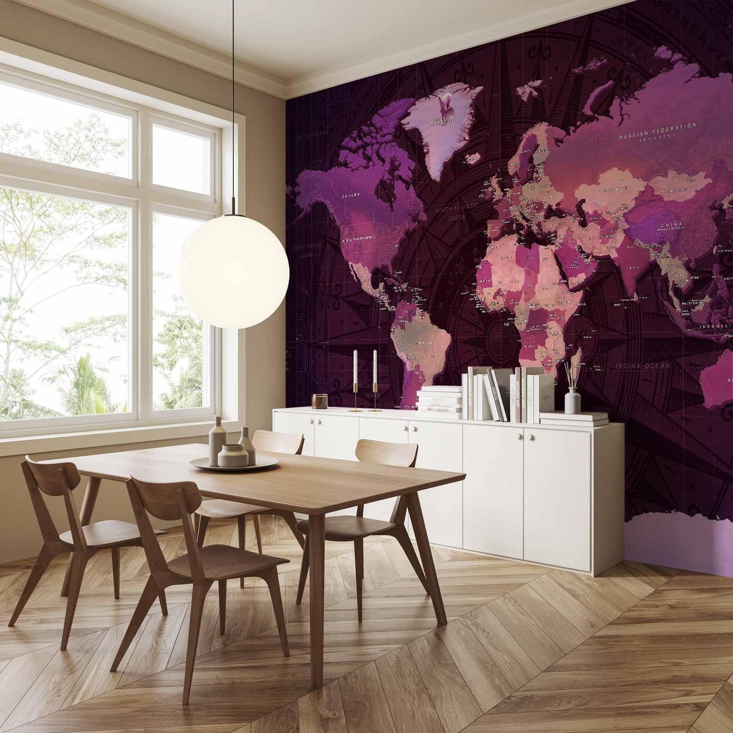 artgeist Wall Mural World Map 98x69 in - XXL Non-Woven Wallpaper Fleece Wall Decor Photo Print Picture Image Design Home Map of The World k-A-0273-a-a