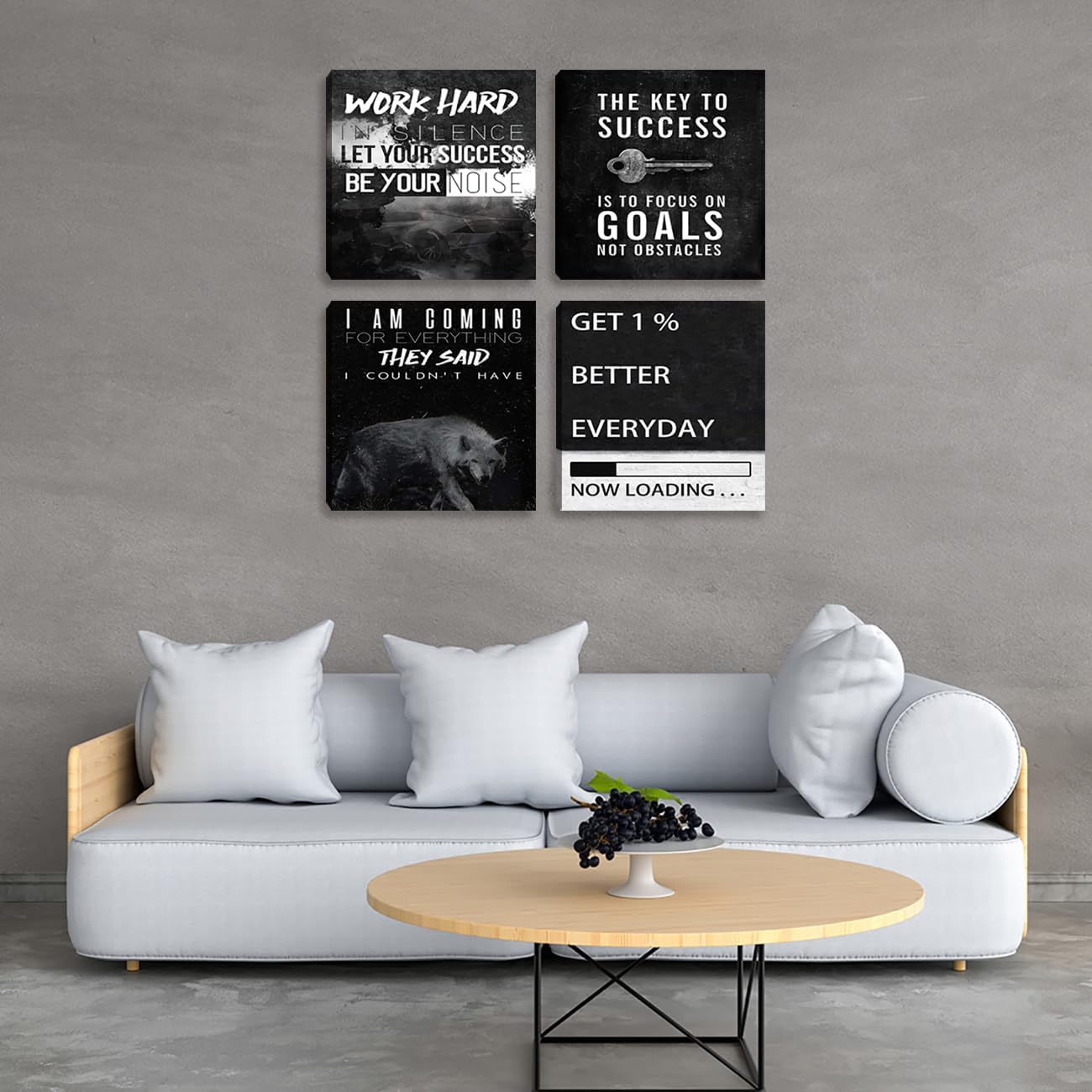 Motivational Wall Decor Art Inspirational Success Canvas Poster Artwork Positive Quote Painting Office Wall Decor Art for Women Men Company Bedroom Living Room Home Decoration Framed 20”X20”X4