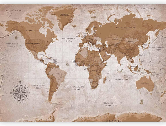artgeist Wall Mural World Map 79x55 in - XXL Non-Woven Wallpaper Fleece Wall Decor Photo Print Picture Image Design Home Map of The World k-A-0108-a-a