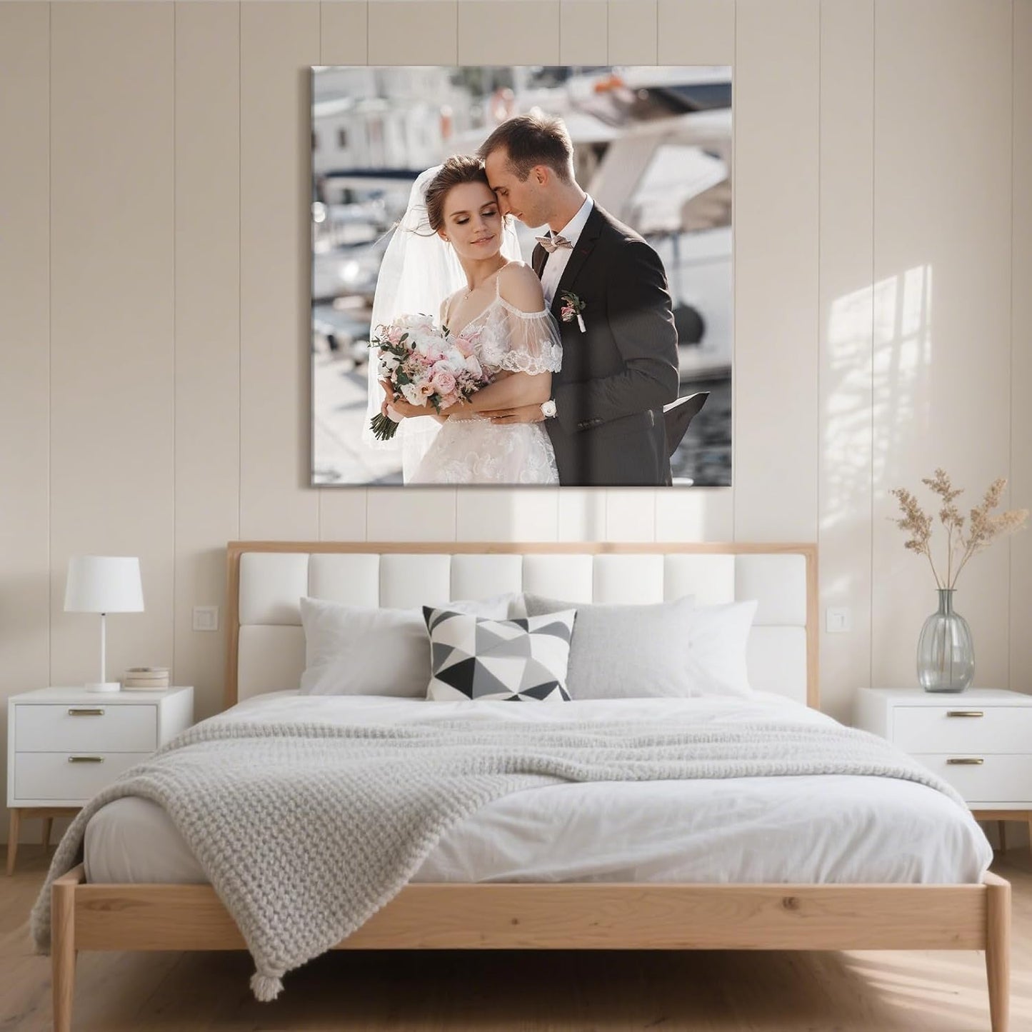 Personalized Custom Canvas Prints with Your Photos & Text, Customized Picture Print, Transform Own Images Into Framed Wall Art Digitally Printed Photo to Canvas, Keepsakes Gifts for Family 12x12’’