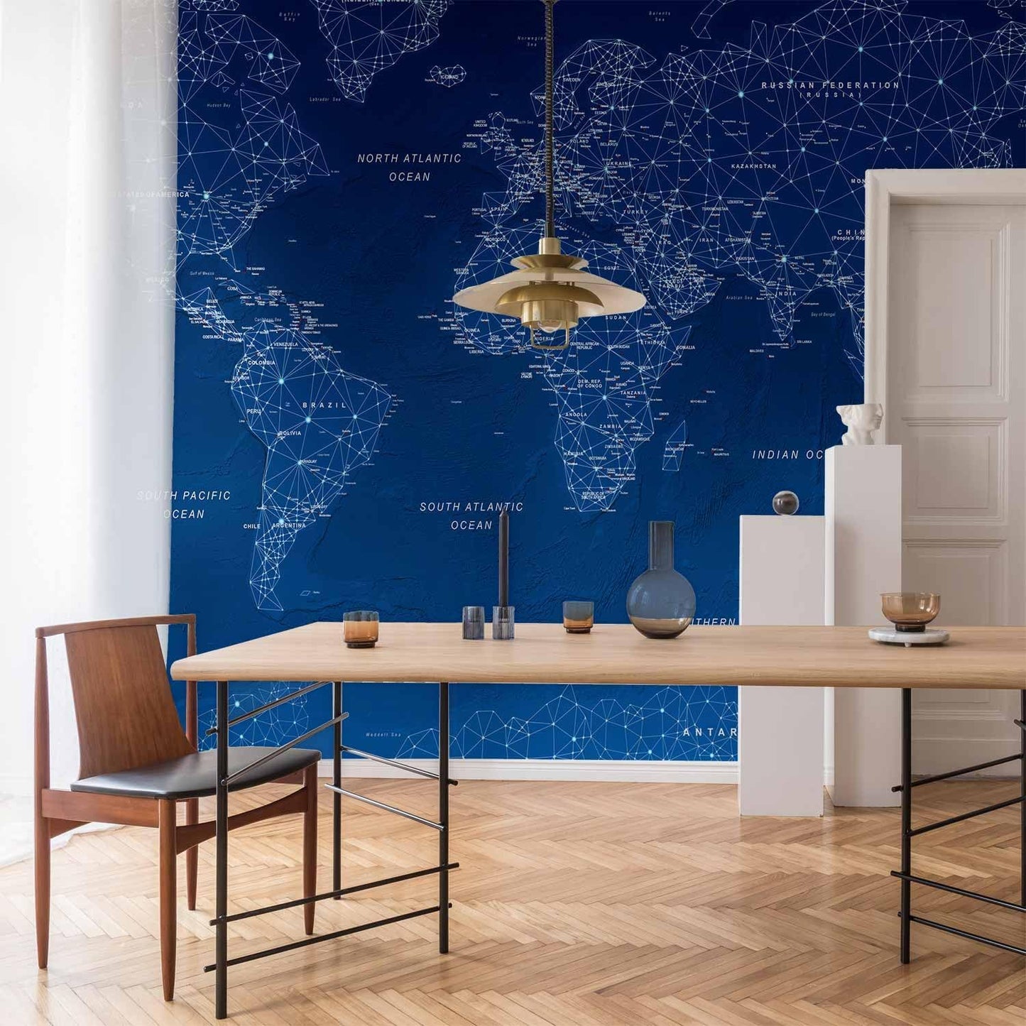 artgeist Premium Wall Mural World Map 79x55 in - XXL Non-Woven Wallpaper Fleece Wall Decor Photo Print Picture Image Design Home Map of The World k-A-0125-a-a