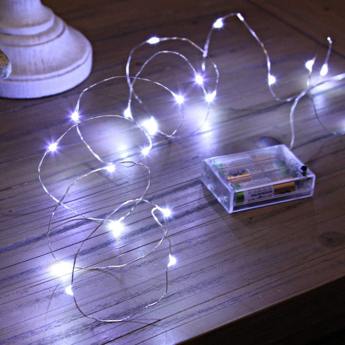Led Fairy Lights Battery Operated, 2 Packs Mini Battery Powered Copper Wire Starry Fairy Lights for Bedroom, Christmas, Parties, Wedding, Centerpiece, Decoration (5m/16ft Cool White)