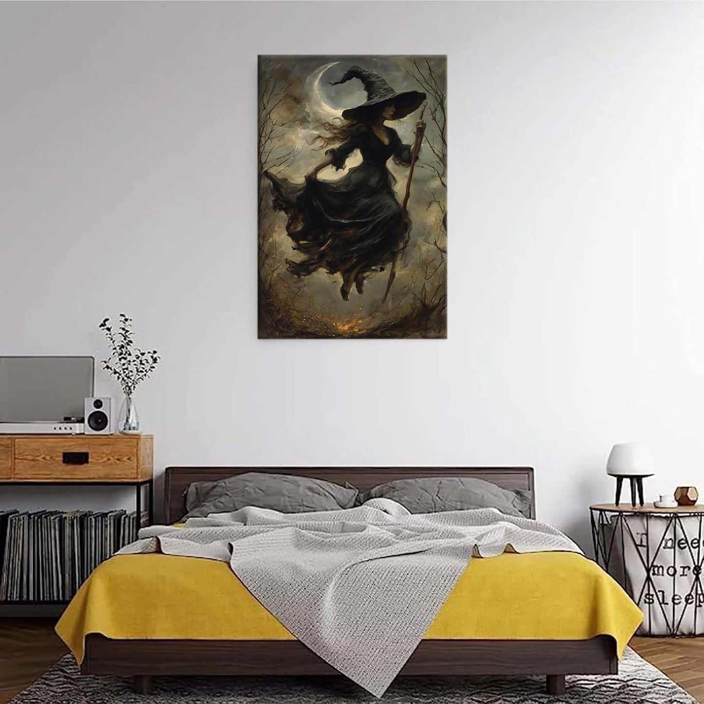 Witch in the Forest Halloween Print Wall Art Poster Witch Decor Vintage Print Dark College Wall Art Victorian Gothic Room Decor Canvas Wall Print28x40in Wood Framed