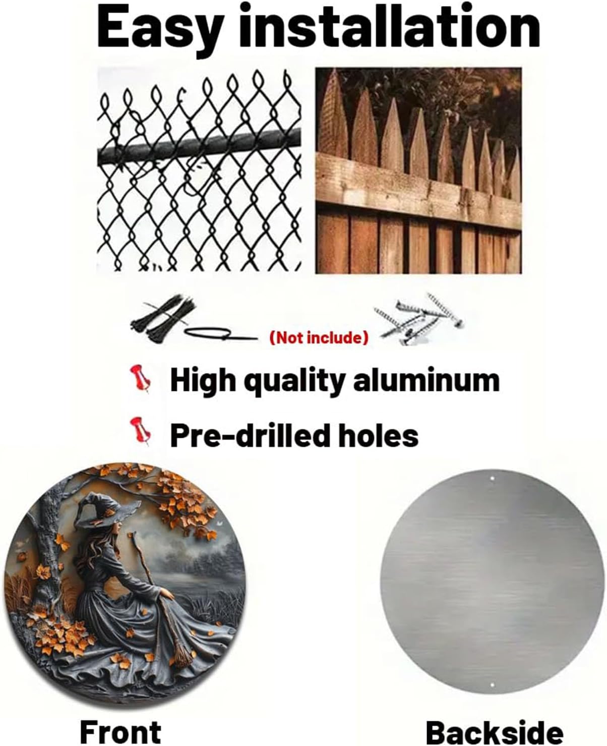 Fanyil/Olygee/Sherum/Shirem/Pubyfun/Glosrity/Libilin/Graddi/Solymody/Gowebs/Goredny/Vianys Witching Hour, Door Way Hanging Decor Halloween, 2D Wooden Round Witches Sign (A+C, ‎7.87")