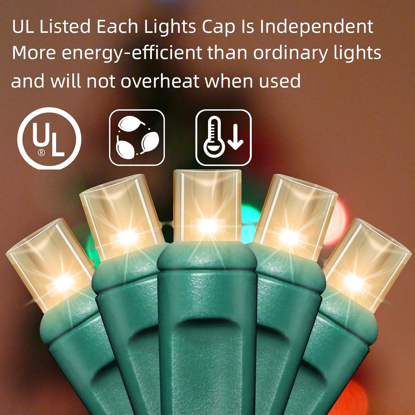 100Count (2pk of 50L) String Lights, LED Christmas Lights, 6" SPACING,Twinkle,Green Wire,Warm White