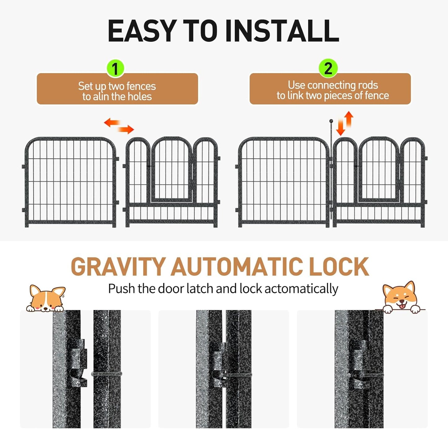 Dog Playpen 8/16 Panels 32" Height Heavy Duty Dog Fence Puppy Pen for Large Medium Small Dogs Indoor Outdoor Foldable Pet Exercise Pen