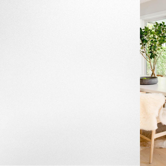 rabbitgoo Window Privacy Film, Non-Adhesive Frosted Glass Window Film for Bathroom, Static Cling Heat Blocking Stickers for Home Indoor Opaque Frosting Coverings House Tint, Matte White 35.4" x 78.7"