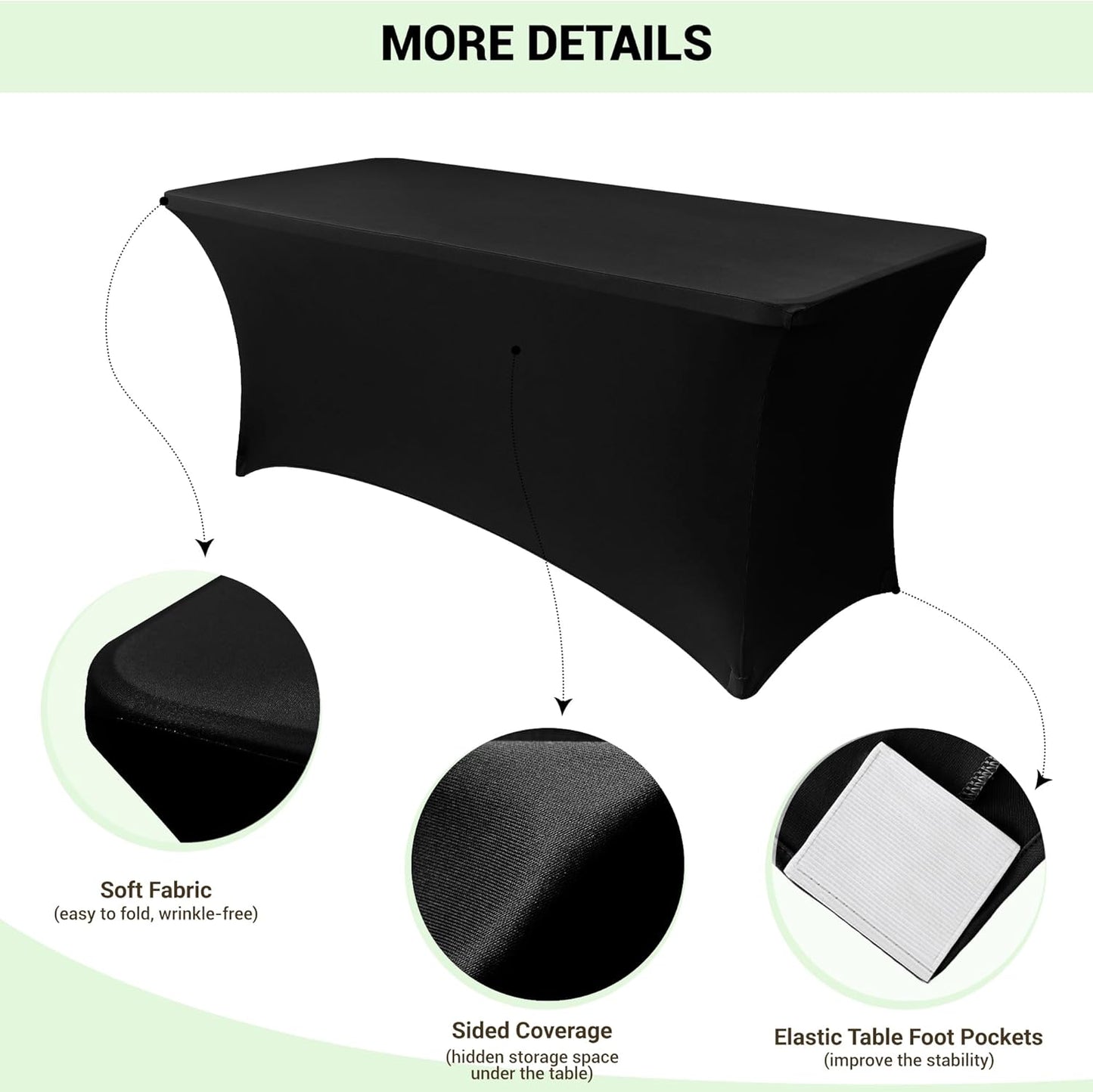 Obstal Spandex Table Cover 5ft Fitted Tablecloth Rectangular - Black Rectangle Folding Table Cloth for Birthday Party Wedding Banquet, 60L x 30W Inch