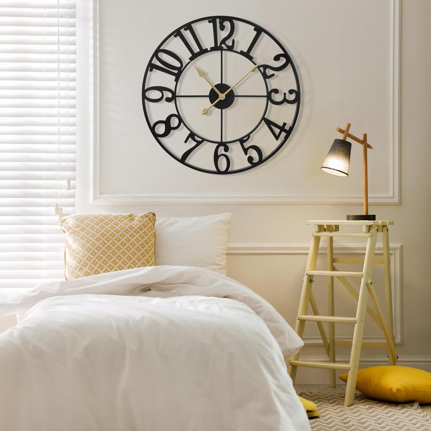 Large Wall Clock for Living Room Decor - 32 Inch Silent Non-Ticking Wall Clocks Battery Operated, Metal Vintage Retro Decorative Modern Wall Clock for Bedroom, Kitchen, Office, Farmhouse Decor
