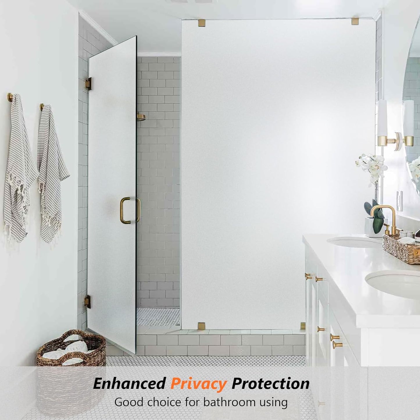 Kromapolis Window Privacy Film Frosted Glass Window Film, Heat Blocking Privacy Film for Glass Windows, Static Cling Non-Adhesive Frosting Window Stickers for Door Home (Frosted, 23.6 x 78.7 inch)