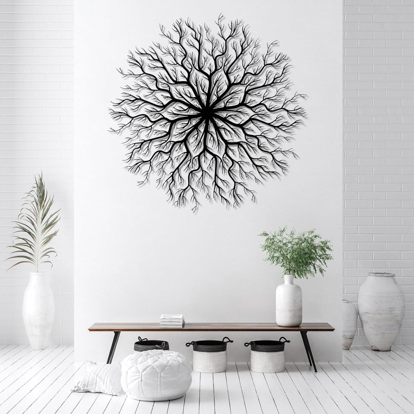 Tree of Life Metal Wall Art, Metal Tree Wall Art, Large Round Sculpture, Round Branch Wall Decor, Large Branch Artwork, Nature Sign, Wall Decor for Living Room, Housewarming Gift (Gold, 35"x35"|90x90cm)