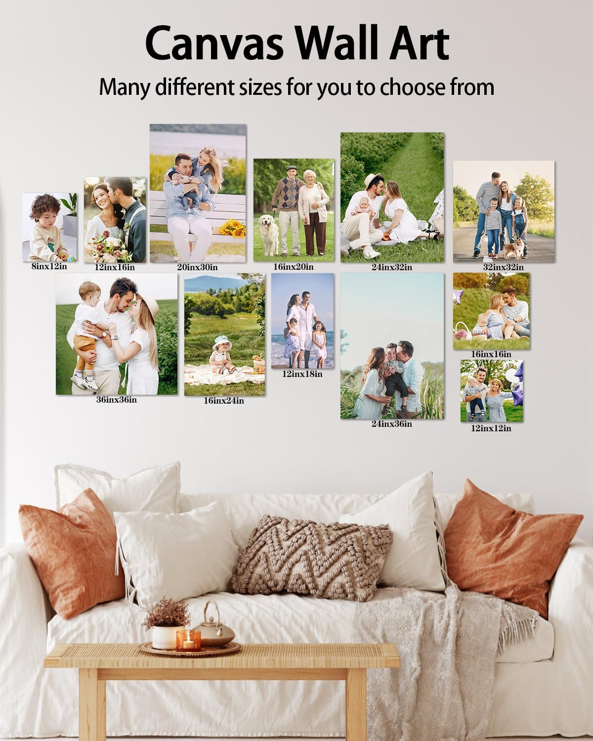 Personalized Custom Canvas Wall Art, Custom Canvas Prints with Your Photos for Living Room, Bedroom, Wedding Pet Baby Family Photo Framed Wall Art, Customized Photo Gift for Family，Friend，Lover，Pet (30L" x 20W")