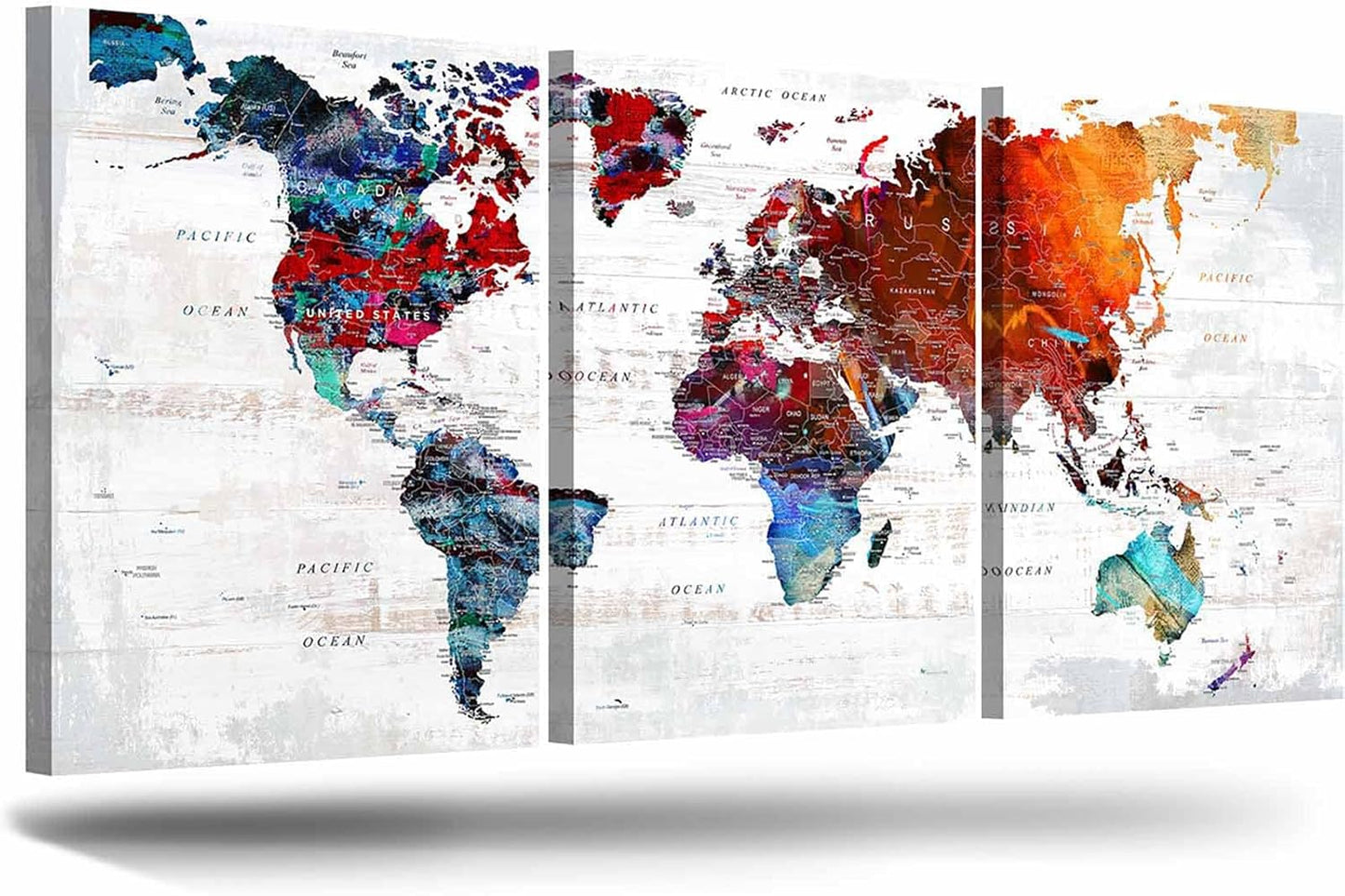 Elixart Modern Wall Art Canvas Pictures for Living Room Wall Decoration Red Orange Wall Decor for Bedroom Home Office Decor for Women Graffiti Map Paintings