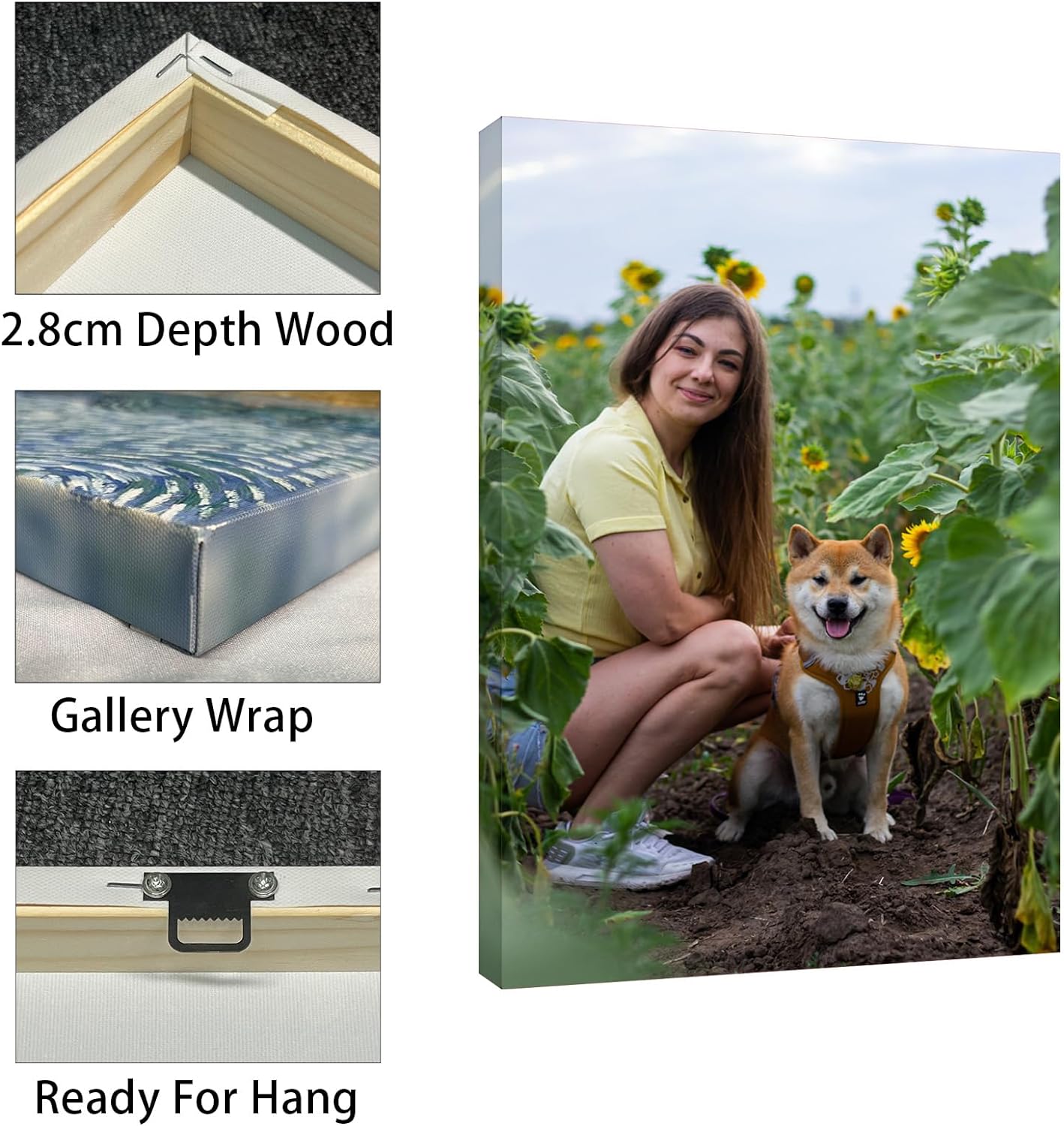Custom Canvas Prints with Your Photos (18x18, Framed Canvas) Custom Framed Wall Art Personalized Canvas Pictures for Pet/Family Gifts for Mom/Men/Women
