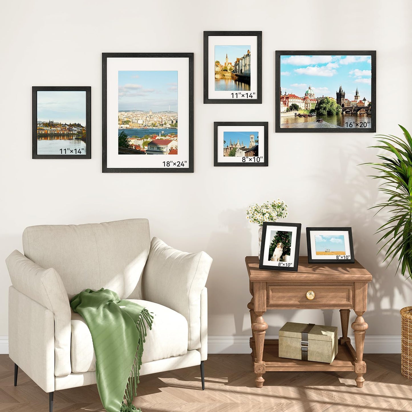 IBUYKE 18x24 Picture Frame,Solid Oak Wood 18x24 Photo Frame with Mat to 16x20,18x24 Picture Frames With Tempered Glass,Wall Mount Display,Home Decor,Black Oak 24 x 18 Frame,UWPF1824B
