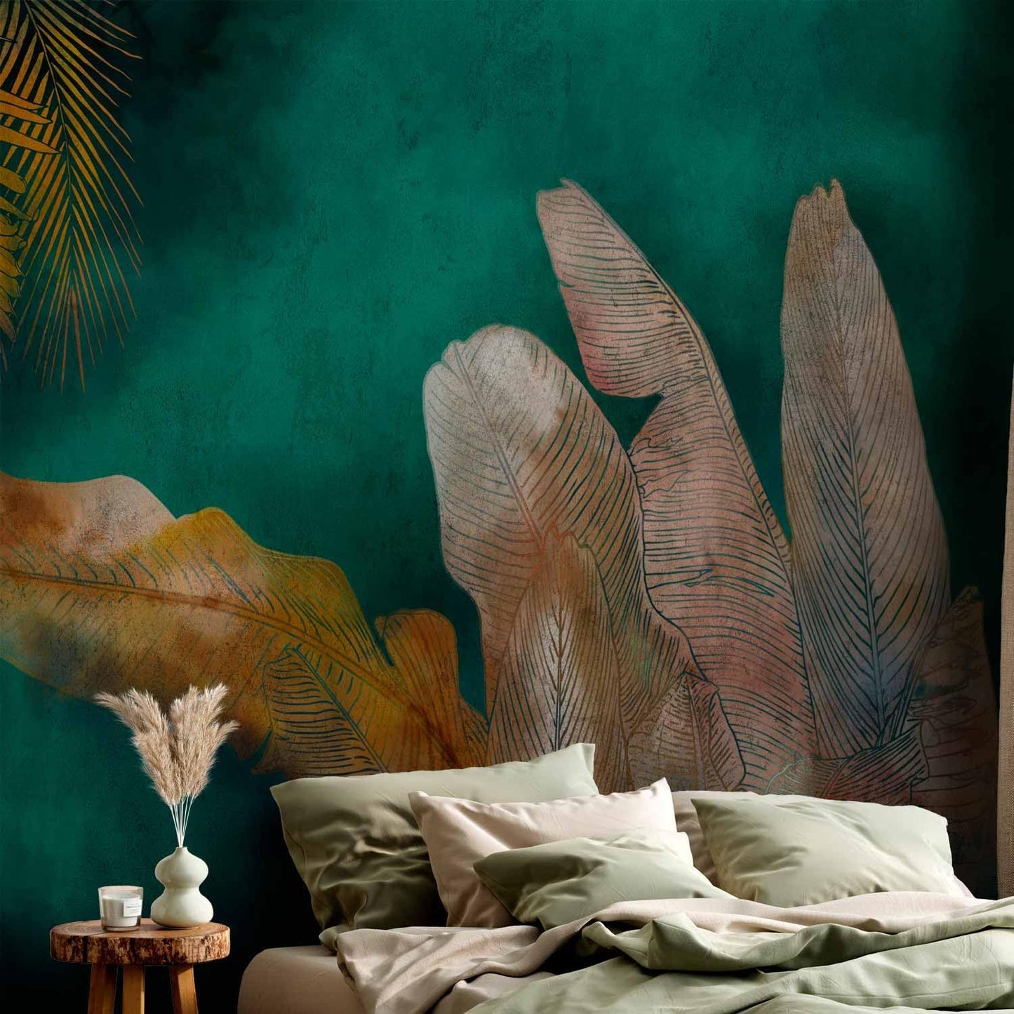 artgeist Premium Wall Mural Jungle 79x55 in - XXL Non-Woven Wallpaper Fleece Wall Decor Photo Print Picture Image Design Leaves Green Yellow Nature b-A-0825-a-a