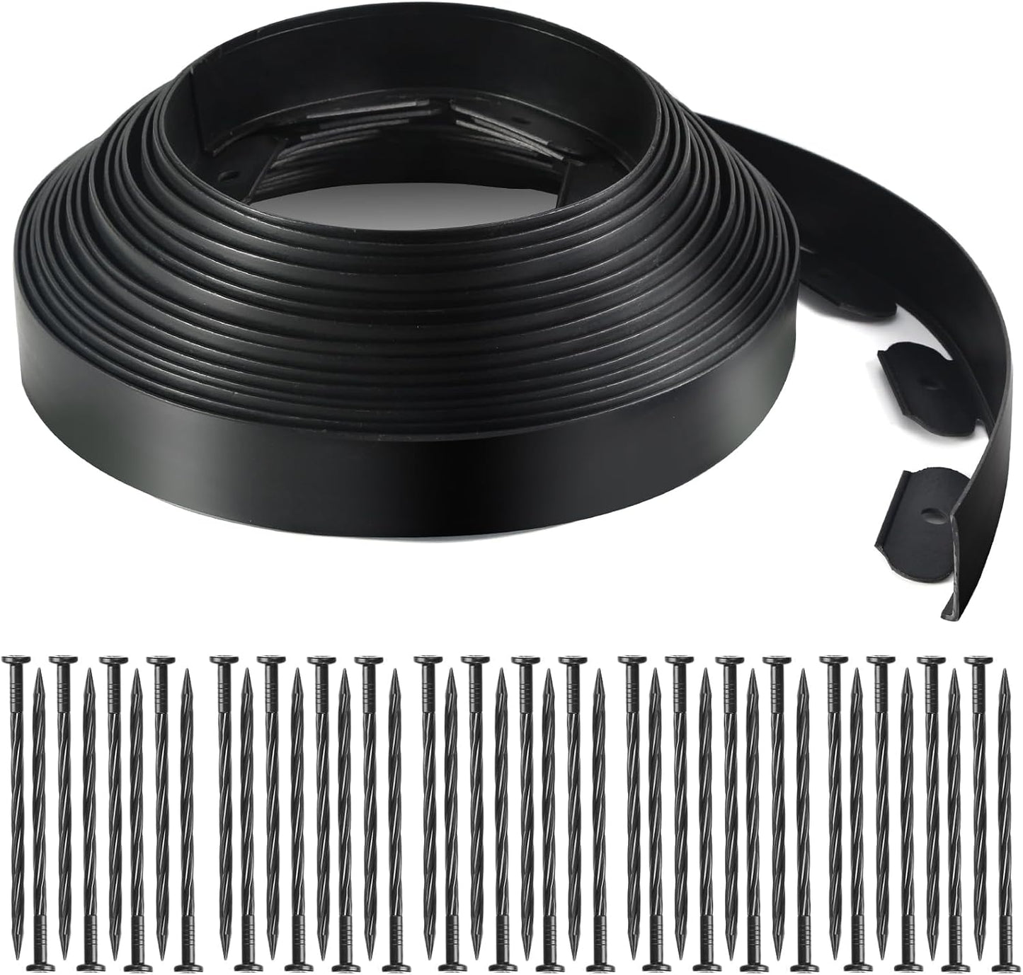 LINSHRY 66FT Landscape Edging, 2 Inch Tall No Dig Garden Border Edging with 60pcs Spikes, Plastic Paver Edging Lawn Edging for Landscaping, Flower Bed, Grass, Yard