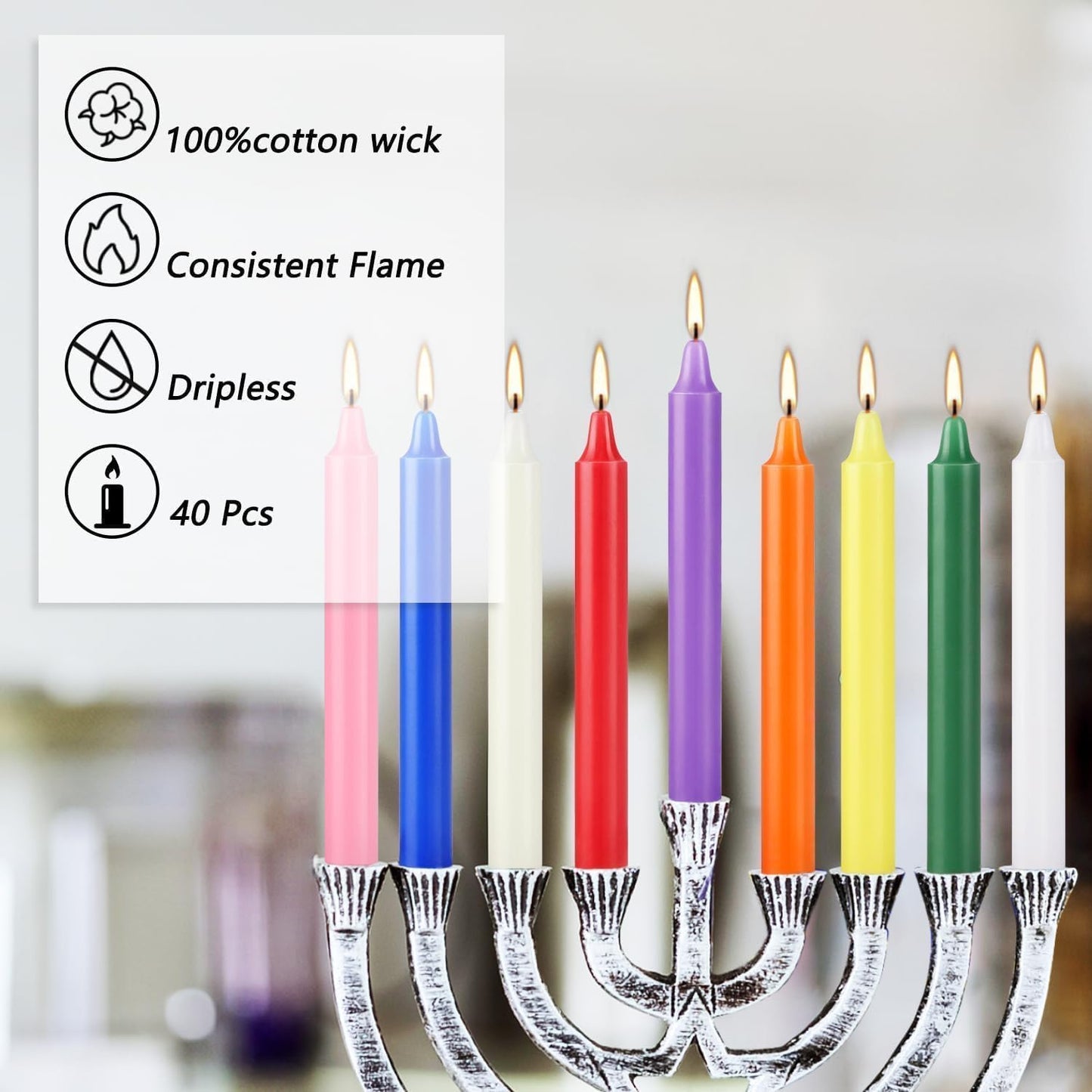40 Pack Assorted Color Spell Chime Candles, 4 Inch Mini Taper Candles for for Home Decor Kitchen Decor Wedding Decoration-10 Colours