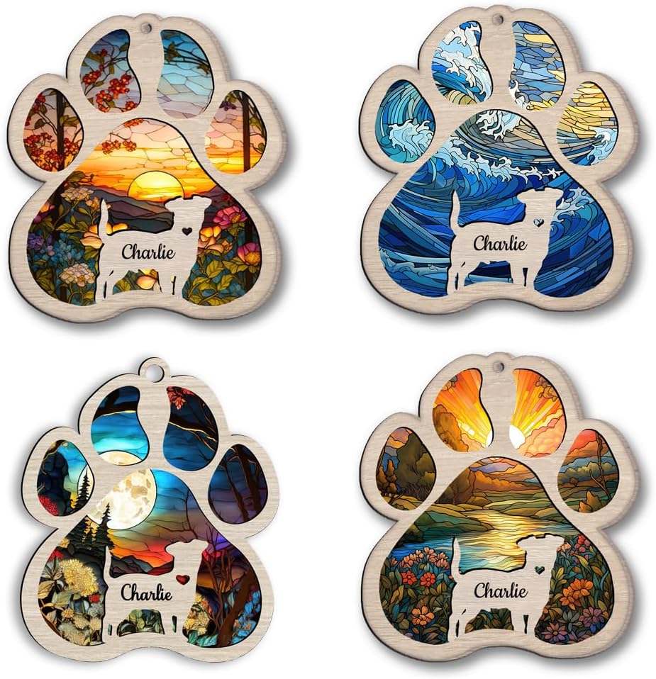 Personalized Saint Bernard Suncatcher Dog Memorial Gifts, Custom Saint Bernard Ornament Christmas Tree, Pet Remembrance Gift, Loss of Dog Sympathy Gift, Pets Memorial Ornament, Pet Loss Suncatcher
