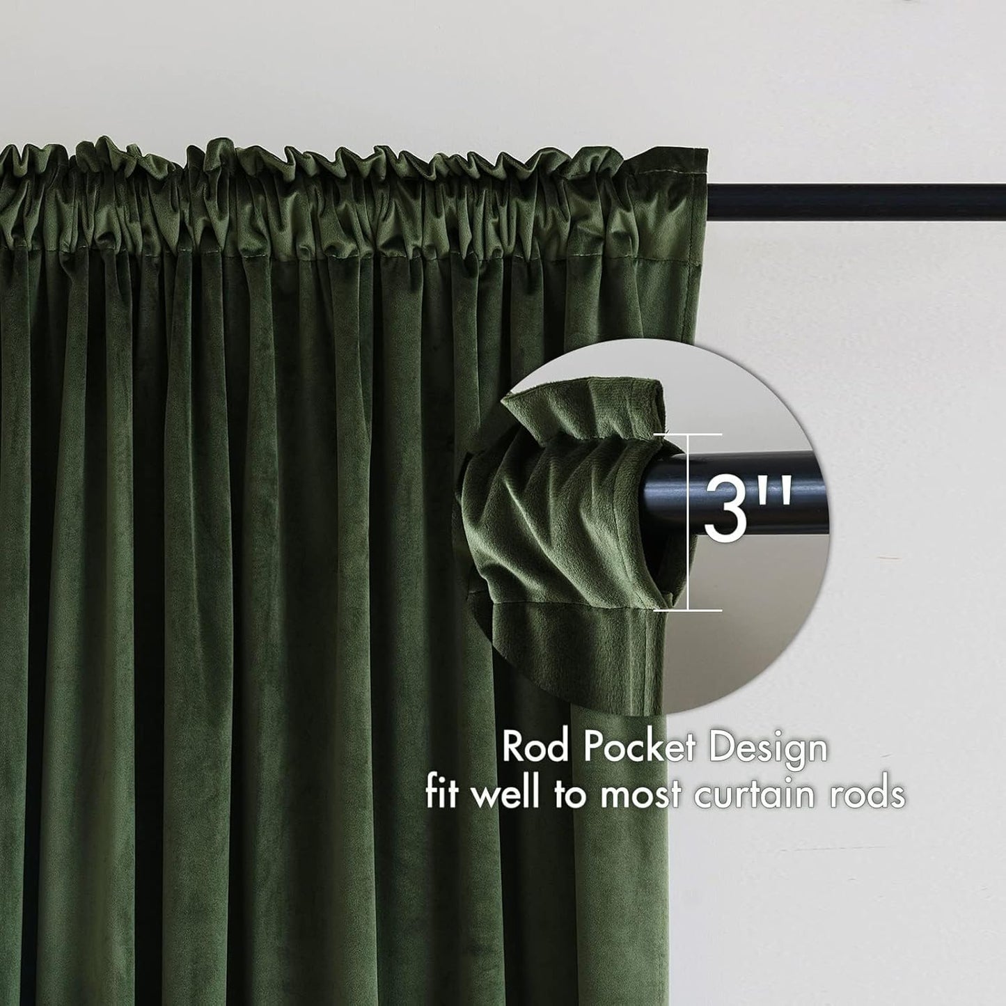 MIULEE Olive Green Velvet Curtains 84 Inches Long, Extra Wide Blackout Drapes for Bedroom Living Room Sliding Door, Thermal Insulated Window Panels, Rod Pocket, Set of 2 W72 x L84
