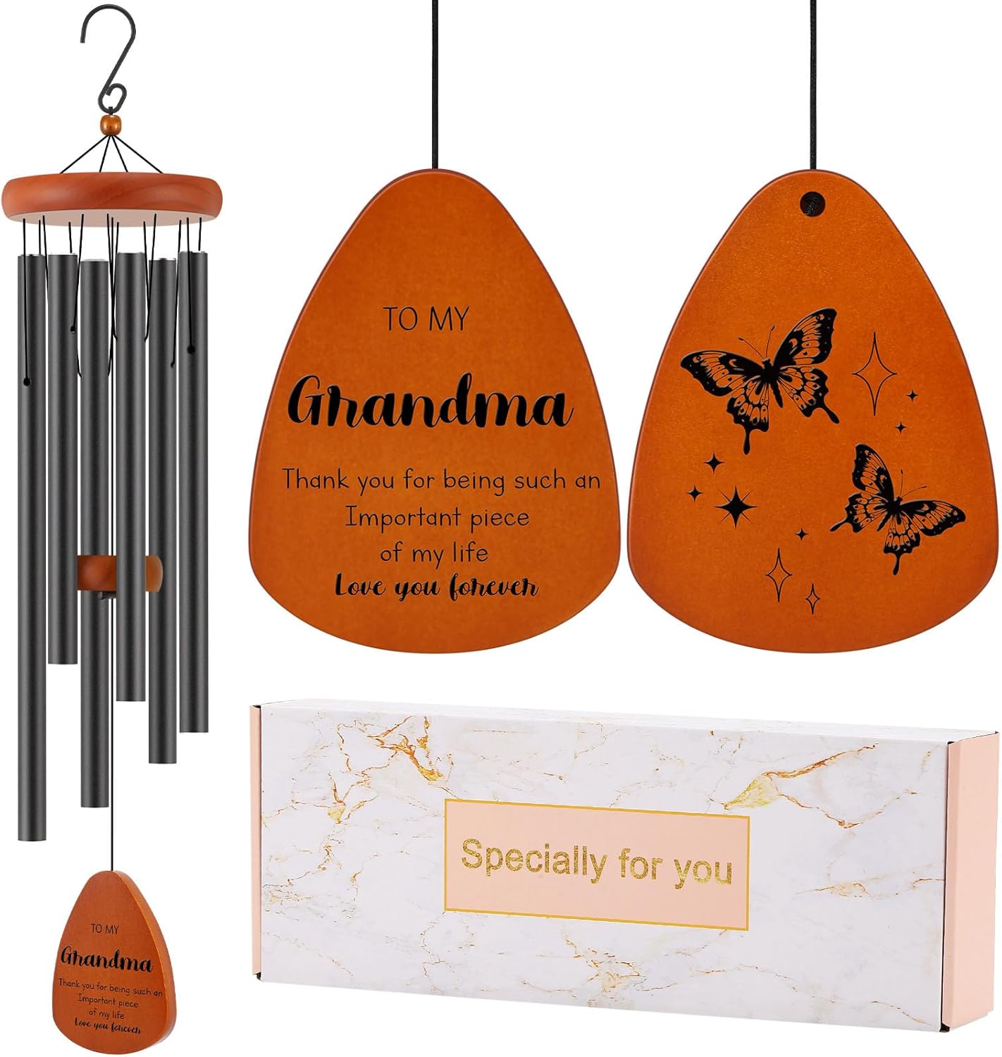 Birthday Gifts for Grandma, Grandmother Gift for Birthday, Mothers Day, Thanksgiving, Christmas, 32 Inch Wind Chimes Gift for Home Decor