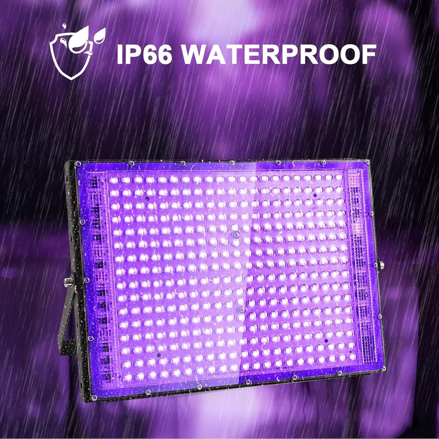4 Pack 300W Black Lights, Blacklight Flood Light with Plug and Switch,for Glow Party, Black Light Party, Halloween, Body Paint, Neon Glow, Stage Lighting, Fluorescent Poster