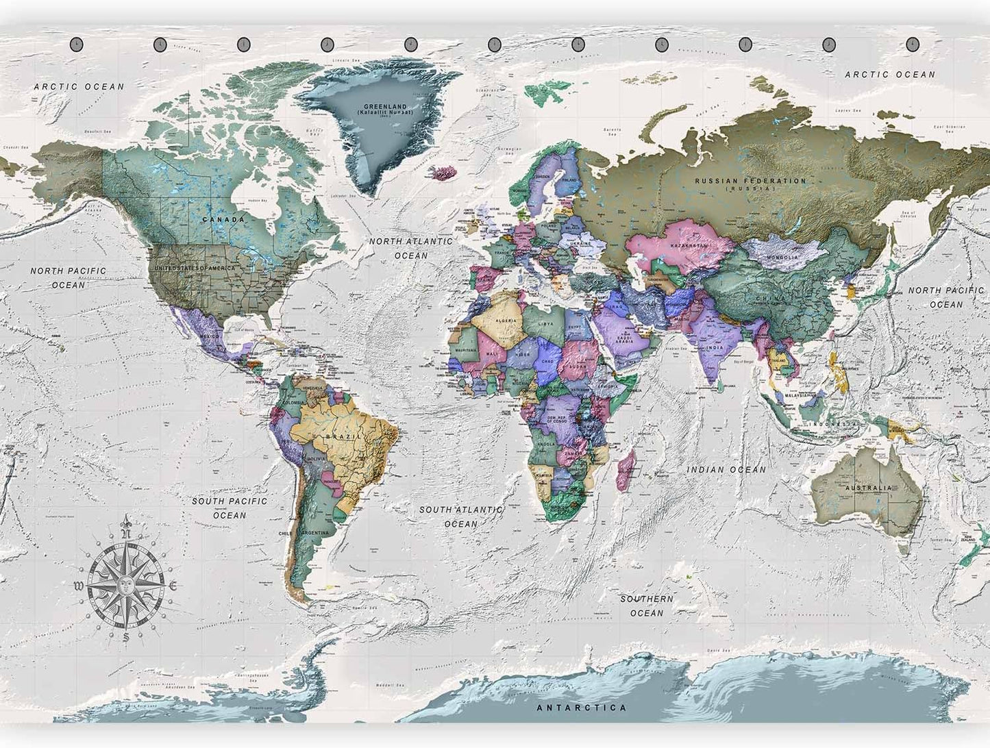 artgeist Wall Mural World Map 157x110 in - XXL Non-Woven Wallpaper Fleece Wall Decor Photo Print Picture Image Design Home Map of The World k-A-0380-a-a