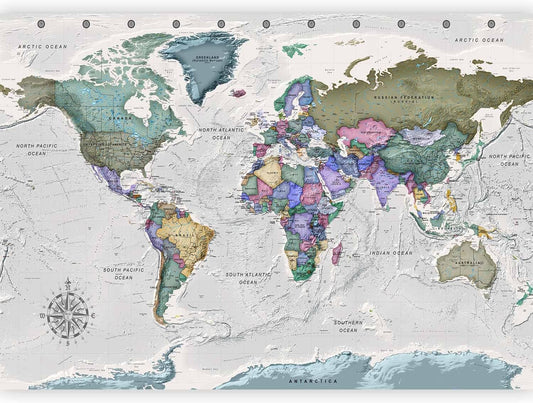 artgeist Wall Mural World Map 138x101 in - XXL Non-Woven Wallpaper Fleece Wall Decor Photo Print Picture Image Design Home Map of The World k-A-0380-a-a