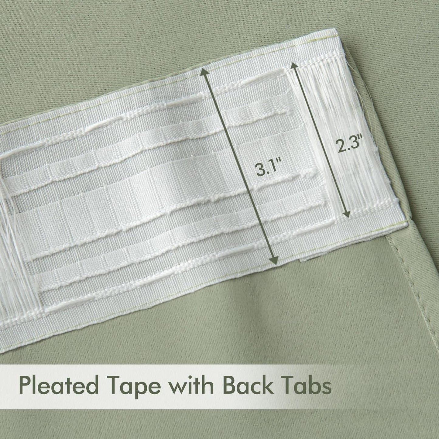 MIULEE Sage Green Back Tab Blackout Curtains 72 Inch Length 2 Panels Set for Living Room Bedroom Privacy, Rod Pocket/Pinch Pleat Thermal Insulated Room Darkening Pleated Light Blocking Drapes