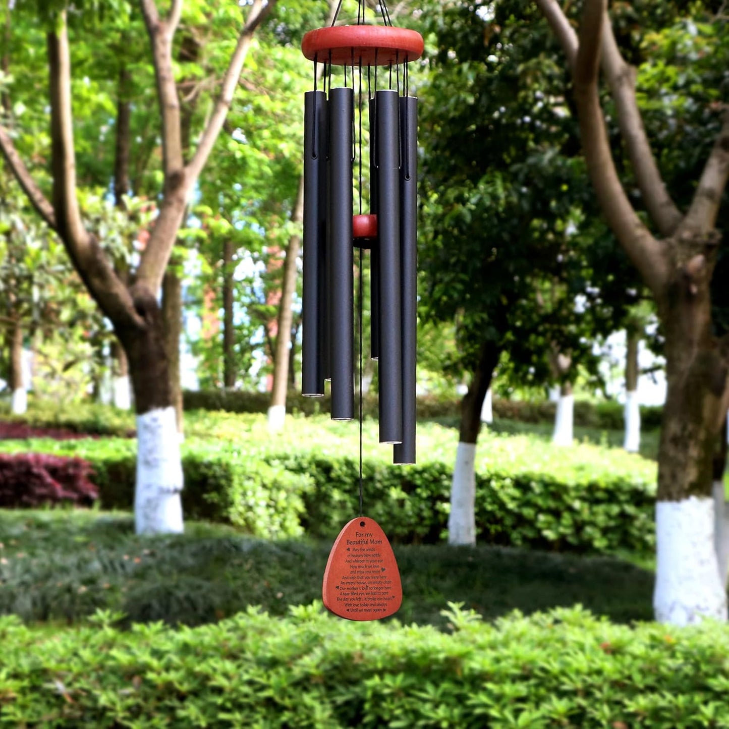 Memgift Memorial Wind Chimes for Outside – Sympathy Gift for Loss of Mother, Outdoor Yard Keepsake Wind Chime in Memory of Mom