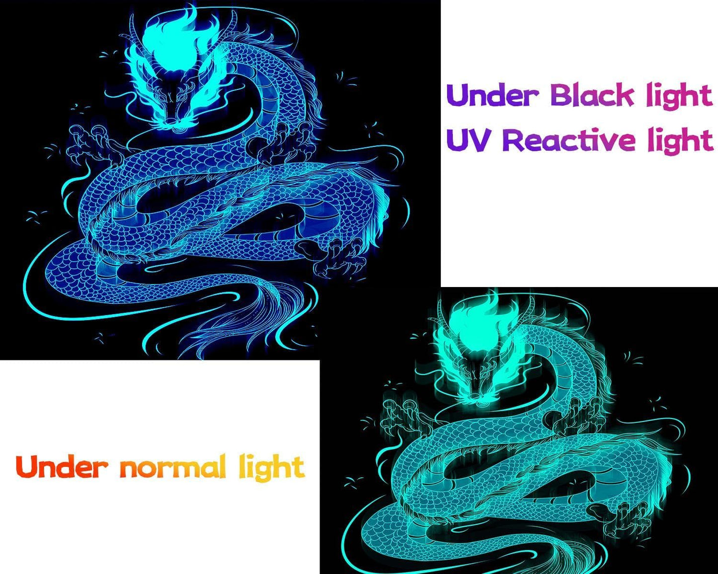 QGHOT Blacklight Dragon Tapestry Wall Hanging Cool Japanese Black Light Glow in the Dark Dragon Backdrop Uv Viking Tapestry for Boys Bedroom Mens Room Wall Deocr 80"x60"