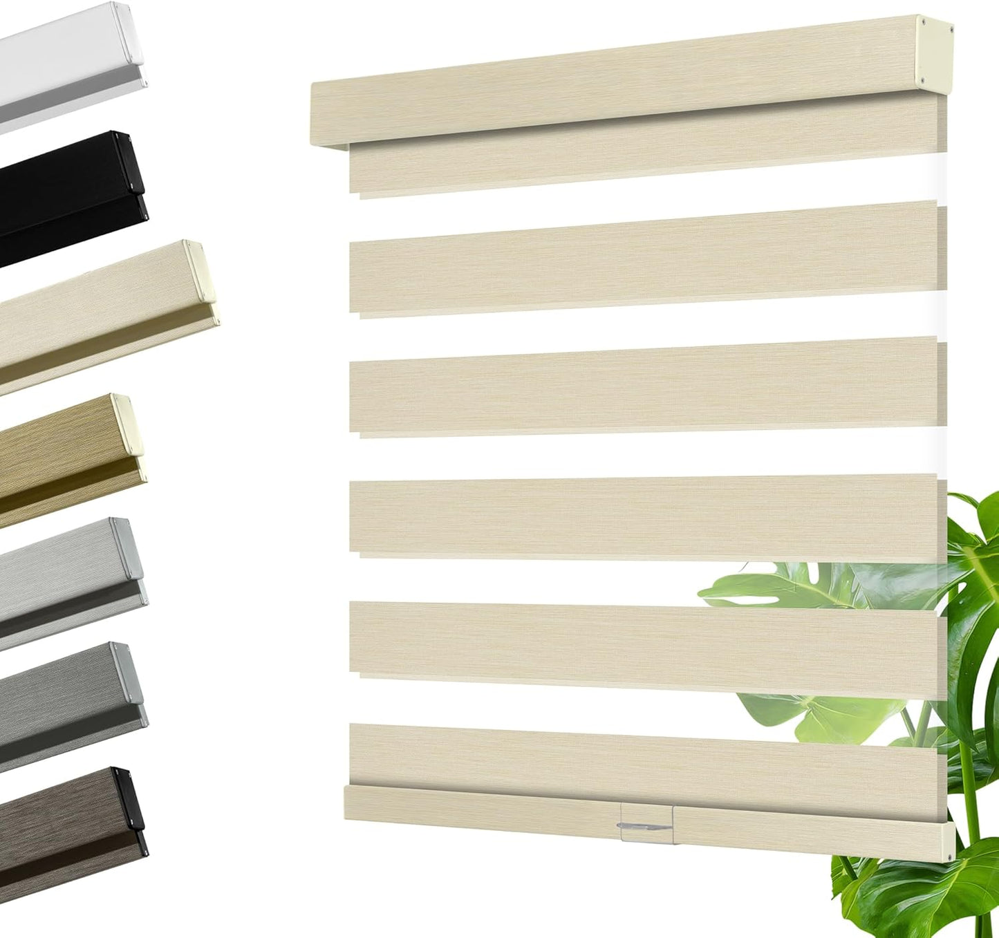 Cordless Zebra Blinds for Windows, Blackout Interior Blinds,Easy to Install,UV Protection,for Offices and Home,Custom Roller Shades, Mousse Beige,30" W x 80" H
