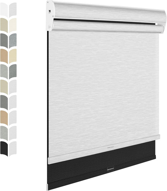 BERISSA Cordless Dual Roller Shades with Cassette Valance,Double Window Shades Blackout and Light Filtering Shades,Day and Night Roller Shades for Home Office Door.Linen Black and White.31 W x 56" H
