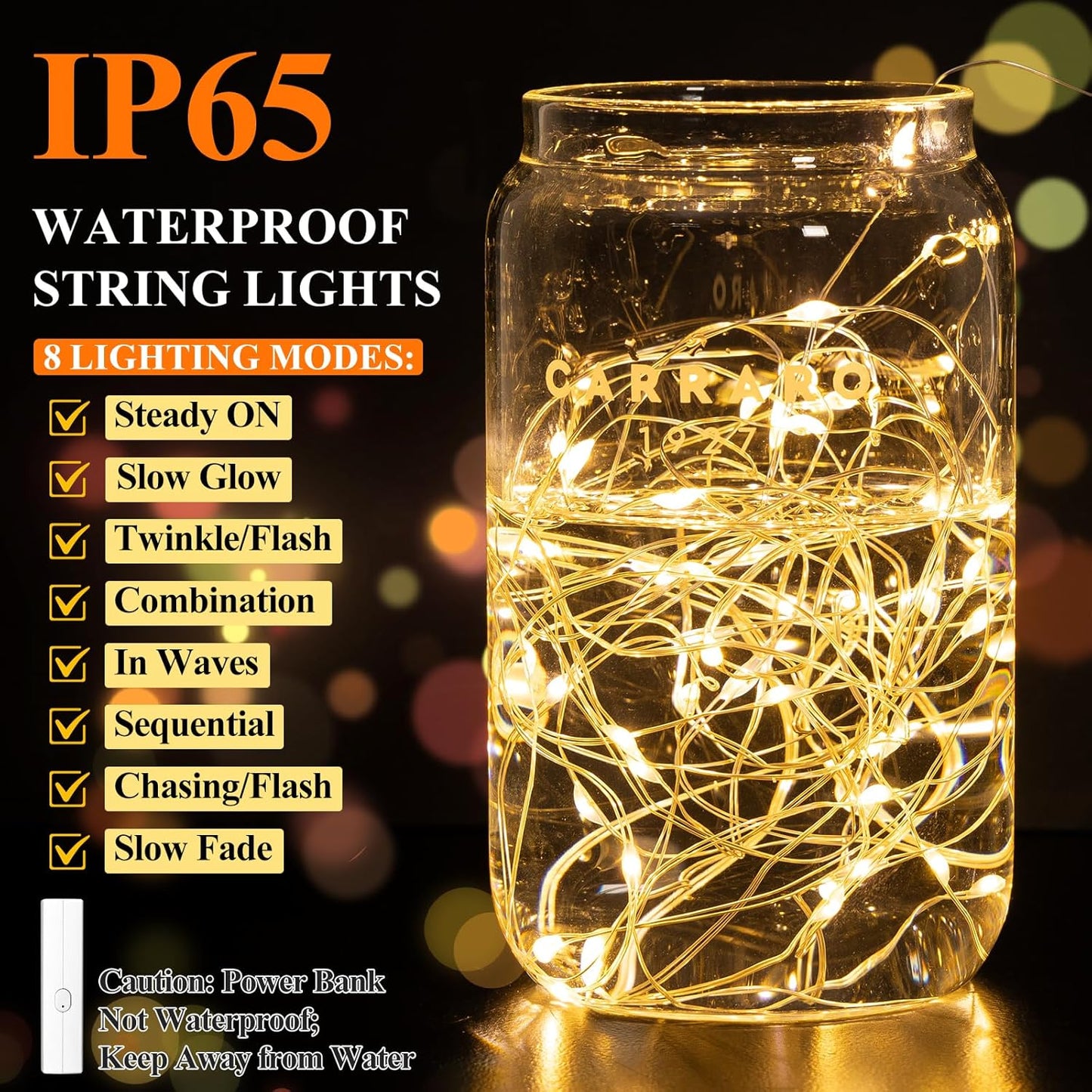Lakumu 64FT(16 * 4) Fairy Lights Battery Operated, LED String Lights with Timer, Mini Twinkle Lights for Bedroom, Christmas Decorations, Wedding, Vine, Centerpiece Table Decor Warm White