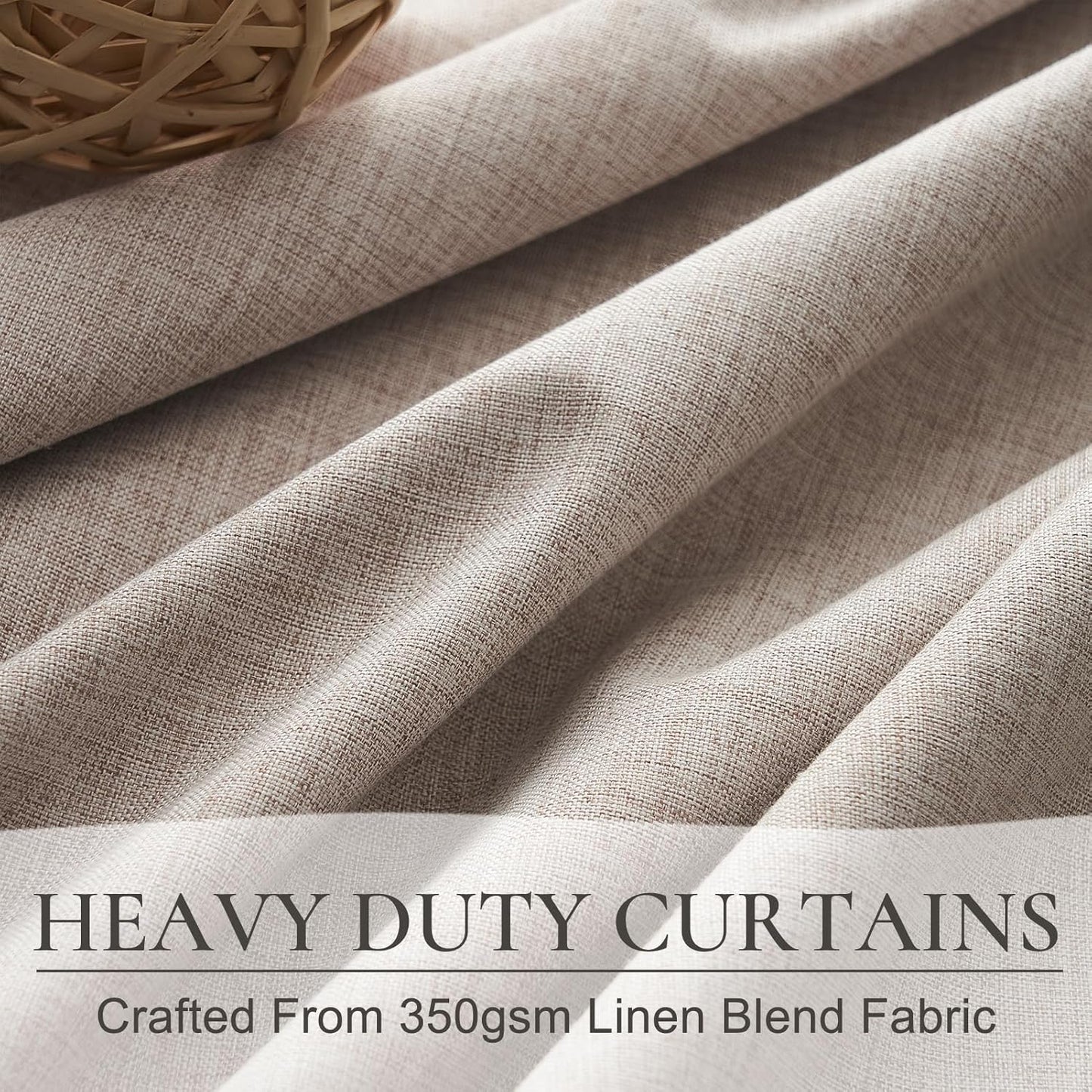 Thick Linen Viral Black Out Curtains 92 Inches Long for Dining Room 2 Panels Set, Bohemian Pinch Pleated Room Darkening Drapes with Back Tab Ceiling Track for Nursery Office 40x92 Inch Burlap Curtain